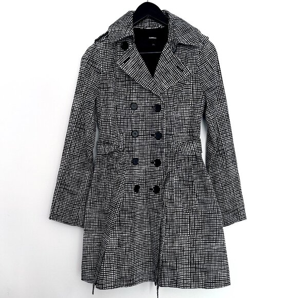 Express Black and White Trench Coat - Picture 1 of 5